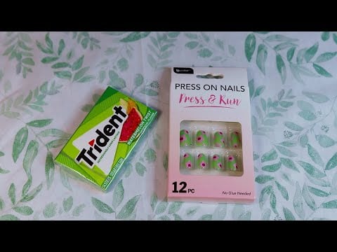 Short Cute Summer Press & Run Nails ASMR Trident Watermelon Gum