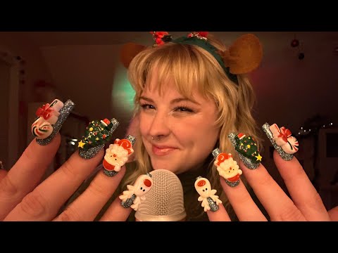 ASMR Chunky Long Charm Nail Sounds! Clacky Tapping and Scratching, Nail on Nail Sounds 💅🏻🎄