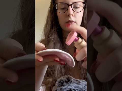 ASMR wooden make + inaudible whispers 💌 #asmr #asmrmakeup