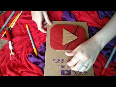 Cardboard + Coloring ASMR {UNBOXING PLAY BUTTON! 😃} Tracing - Soft Speaking - Scratching - Tapping