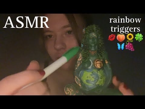ASMR rainbow triggers 💋🍑🌻🍀🦋🍇