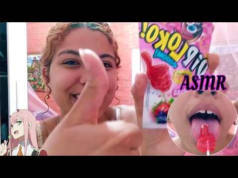 ASMR - CHUPANDO PIRULITO QUE EXPLODE NA BOCA (sons de boca, estralinhos e mastigação) 🍭👄💦💥