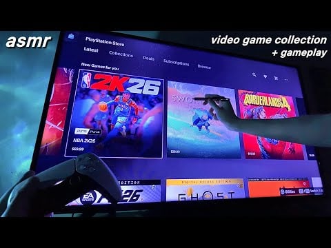 [ASMR] Scrolling Through My Video Game Collection + GAMEPLAY (whisper ramble)