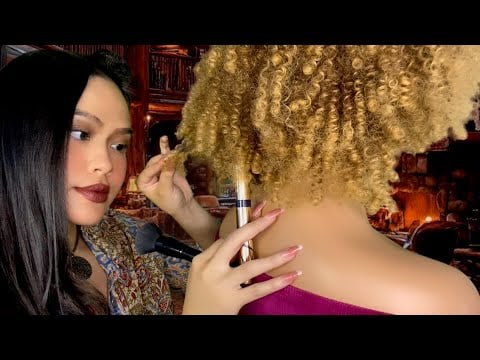 ASMR 🔥Cozy Autumn Lodge Check In, Hair Play, Makeup, Scalp Scratch & Massage, Back Scratch, Typing 