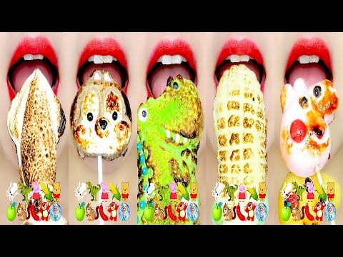 Burnt Marshmallow Eating Sounds 구운 마시멜로우 이모지 먹방 [asmr mukbang]