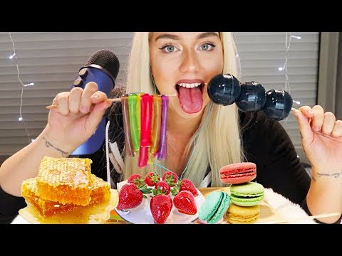 ASMR POPULAR FOODS HONEYCOMB, CANDIED FRUITS, TANGHULU, TAPIOCA PEARLS, JELLY STRAWS  MUKBANG 먹방