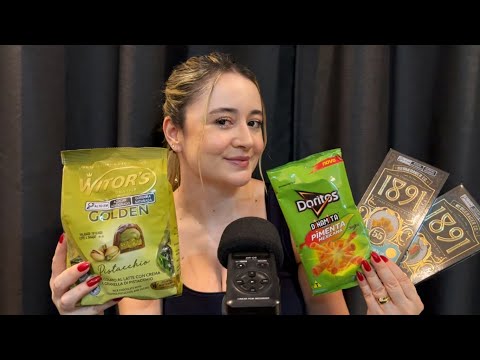 ASMR: PROVANDO DORITOS DINAMITA E CHOCOLATES DIFERENTES