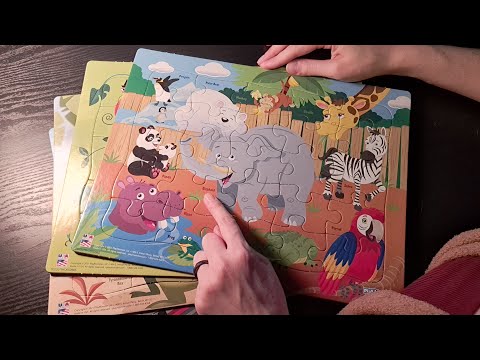 ASMR | Working Children's Puzzles ~ Soft Spoken, tapping, sorting, tracing, counting, over-explaning