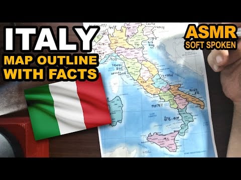 ASMR - Drawing ITALY regions map outline and explaining best known facts for each | Soft Spoken