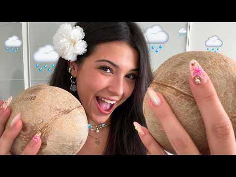 ASMR 🥥🌧️ Coconut Rain Tingles + Tapping, Scratching & Mouth Sounds