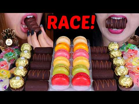 ASMR CANDY RACE! FERRERO ROCHER, RAINBOW JEWEL JELLY, MACARONS 먹방