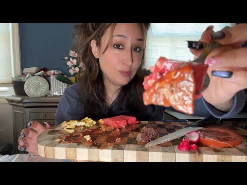 Asmr Eating Steak Eggs Watermelon Tomatoes Radishes Ketchup 