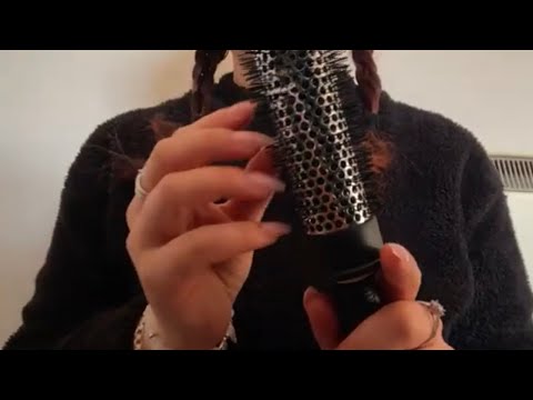 ASMR hair play 🎀💆‍♀️realistic brushing, spraying, straightening & curling with rolls 🥱imaginary hair