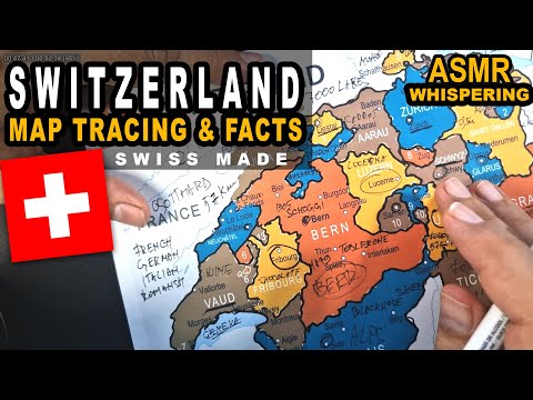Tracing SWITZERLAND map outline and SWISS cantons with best facts and secrets | ASMR soft spoken