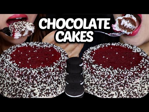 ASMR BIG CHOCOLATE CREAM CAKES 초콜릿 케이크 리얼사운드 먹방 ケーキ केक | Kim&Liz ASMR