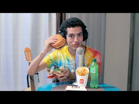 ASMR BURGER KING DOUBLE STACKER CHIPOTLE MUKBANG