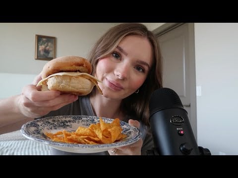 ASMR | eating a breakfast egg sandwich with chips *mouth sounds*