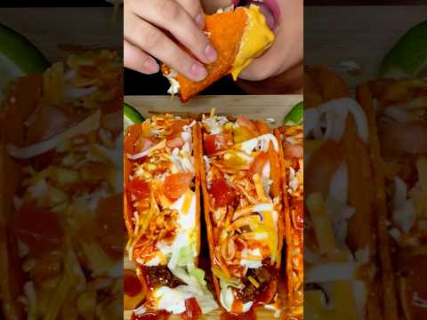CRUNCHY NACHO CHEESE TACOS #asmr #tacos #food #mukbang