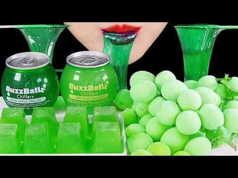 FROZEN GRAPE ASMR ICE ASMR GREEN FOOD ASMR SLIME JELLY ASMR