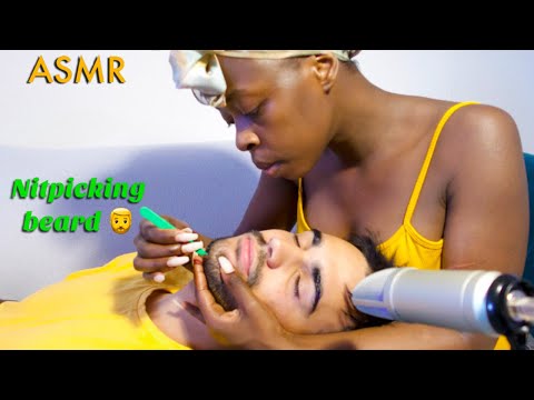 ASMR Couple Picking Out Ingrown Hair From Beard 🧔 {Gentle Oil Massage}