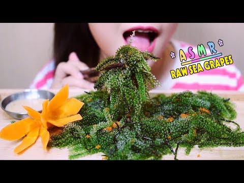 ASMR RAW SEA GRAPES , EXTREME CRUNCH EATING SOUNDS | LINH-ASMR