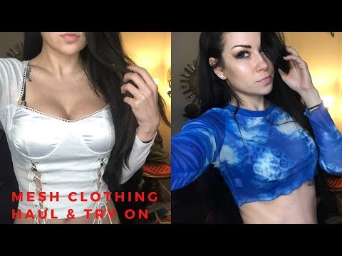 ASMR Cheap EBay Mesh Clothing Haul & Try On. Soft Spoken, crinkling, fabric sounds