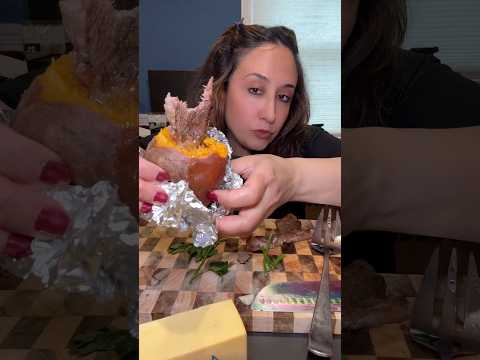 Steak in Sweet Potato #mukbang #steak #sweetpotato #asmreating #ronatona