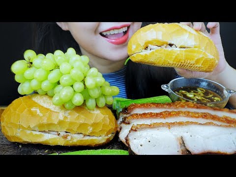 ASMR BÁNH MÌ - MOST POPULAR DISH IN VIETNAM ROASTED PORK BAGUETTE , EATING SOUNDS | LINH-ASMR