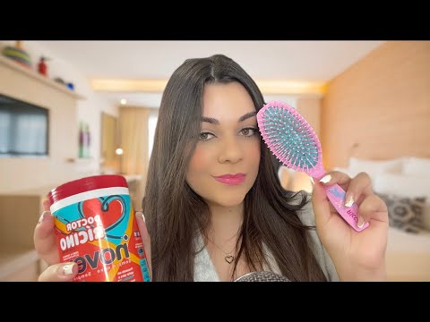 ASMR POV: AQUELA AMIGA CUIDA DO SEU CABELO CACHEADO