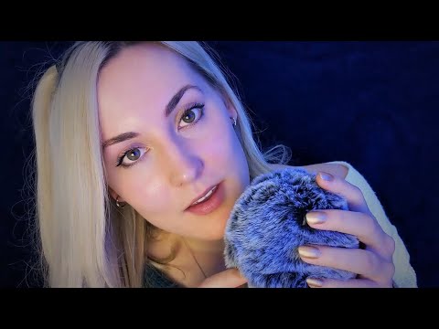 Slow, Soft & Gentle 💙 Fluffly Mic Brushing w/ Ear to Ear Whispers // ASMR