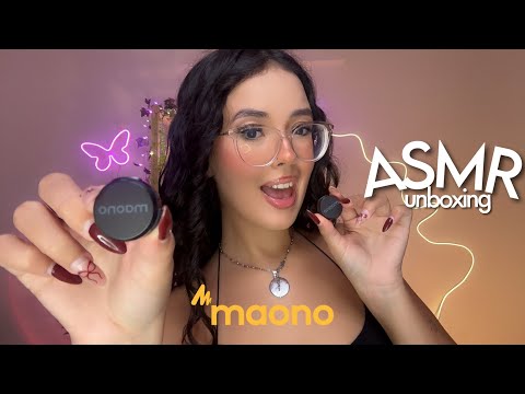 ASMR - UNBOXING e TESTE DO NOVO MICROFONE MAONO WAVE T5 🍒 | sons de boca, sussurros 