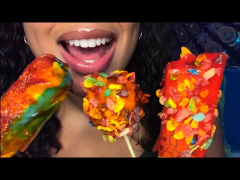 ASMR | Fruity Pebble Candy Fruit 🍍🍓🥝Chamoy Fruit 🤤