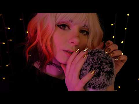 ASMR | slow, close up & clicky Unintelligible Whispering - subtle rain ambiance