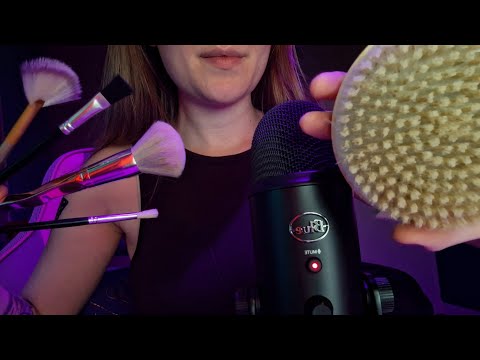 ASMR Mic Brushing 🖌 5 Different Brushes, No Talking