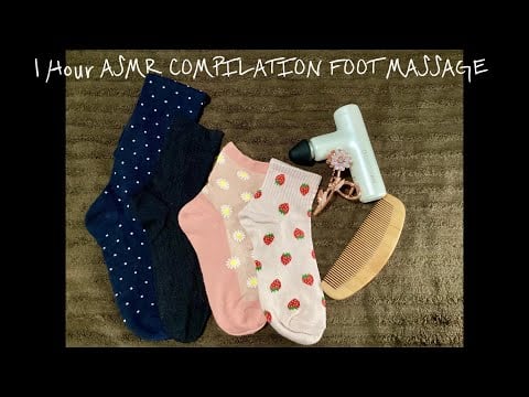 1 Hour ASMR SOCKS 🍓🌼 compilation Foot Massage, Scratching * tickle tickle!!!