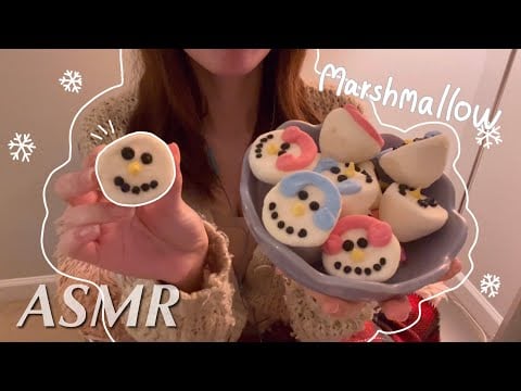 ASMR ｜Eating Snowman Marshmallow｜Eating Sounds（No Talking）