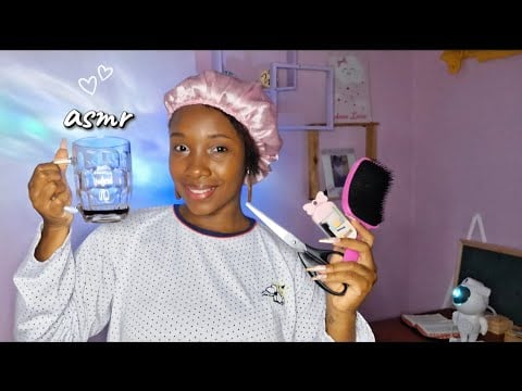 ASMR - FINALIZAÇÃO DE CACHOS, CORTE E BOB NO CABELO DA MINHA AMIGA ANTES DE DORMIR 😊💕( caseirinho) 