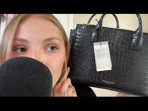 ASMR New Luxury Purse Unboxing!!! (leather sounds, tapping)