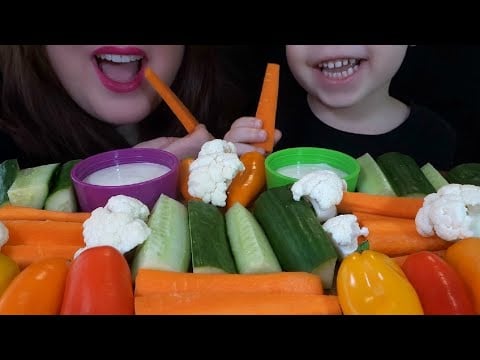 HEALTHY EATING ASMR Raw Veggie Plater WITH MY SON! Extremely Satisfying Crunchy Sounds!