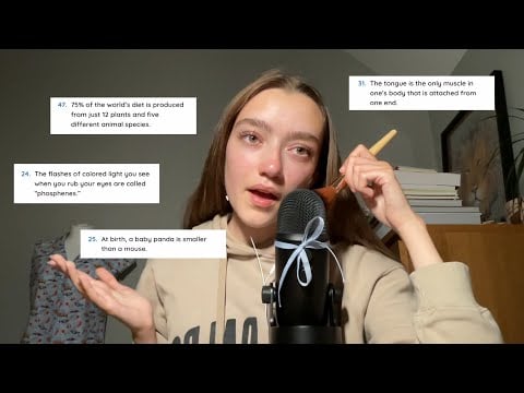ASMR Reading You to Sleep with Random Facts | Clicky Whispers + Mic Brushing