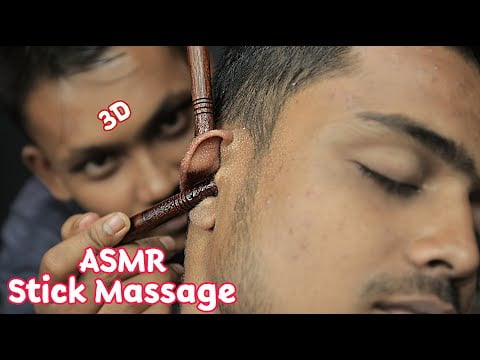 ASMR Stick Massage With 3d Sound | Wooden Stick Forehead And Ear Massage With Neck Cracking ASMR