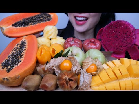 TROPICAL FRUIT PLATTER (ASMR EATING SOUNDS) NO TALKING | SAS-ASMR
