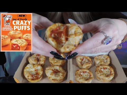 ASMR Little Caesar's Crazy Puffs Mukbang & Chit Chat | Whispered