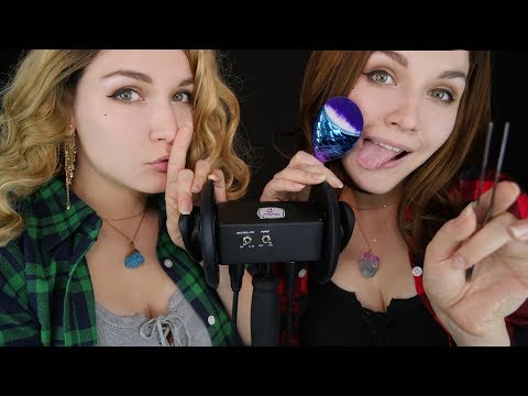 АСМР 🎧 Близняшки чистят ваши ушки 👂 ASMR TWIN Ear Cleaning, Massage 👅👂