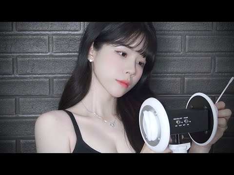 ASMR 통통하고 커다란 면봉으로 잠이오는 자극적 바스락 귀청소 팅글│마른 귀지│Cotton Swab Earcleaning│Notalking Tingle