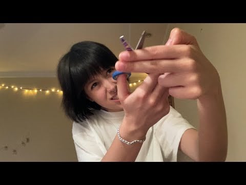 slightly chaotic haircut asmr - scalp inspection, cutting and curling your hair