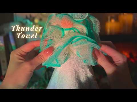 ASMR Thunder Towel Sounds🌩️ Heavy & Soothing Tingles☔️ (with BGM)