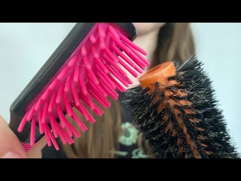 ASMR styling your hair | hair straightening | putting your hair up | hair brushing | no talking