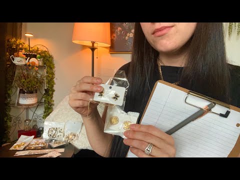 ASMR In Home Jewelry Sales Lady | writing, packaging crinkles, jewelry sounds