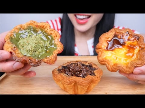 CROISSANT CUSTARD EGG TART (ASMR EATING SOUNDS) NO TALKING | SAS-ASMR